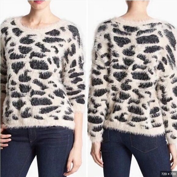 RAGA Sweaters - NORDSTROM Raga Oversized Leopard Print Eyelash Sweater